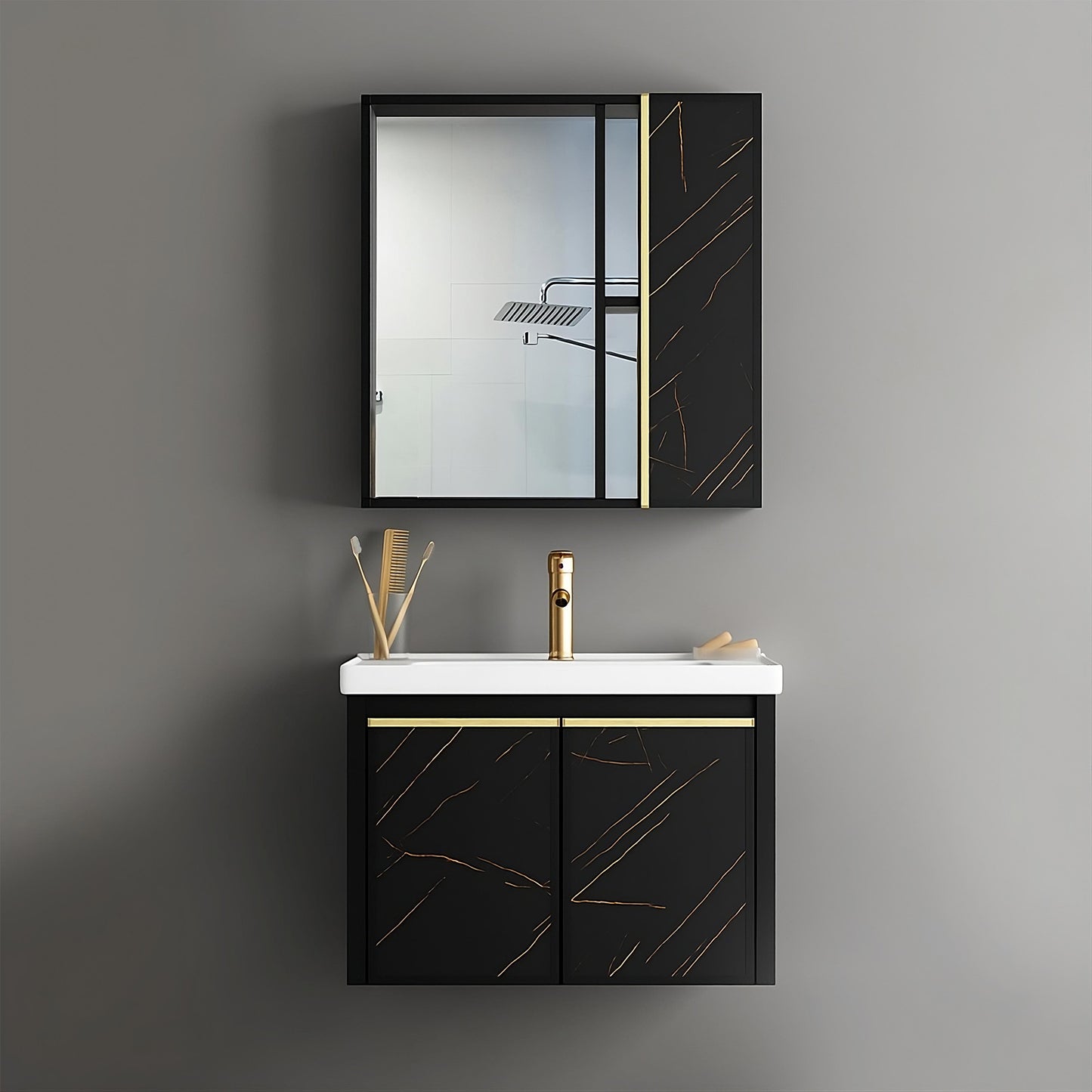 Washbasin Cabinet Along with Mirror Cabinet - TR 3111-50 CARARA BLACK