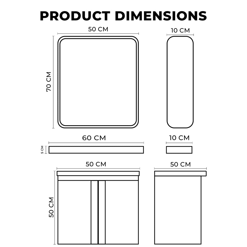 Washbasin Cabinet with Mirror and Shelf - White Marble