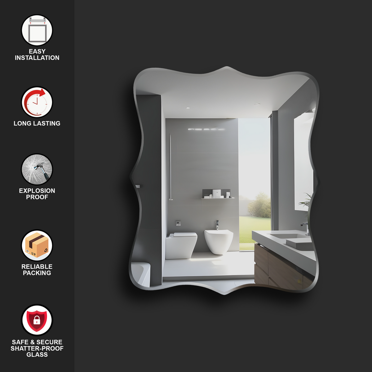 Wall Mounted Mirror - Bracket Shape