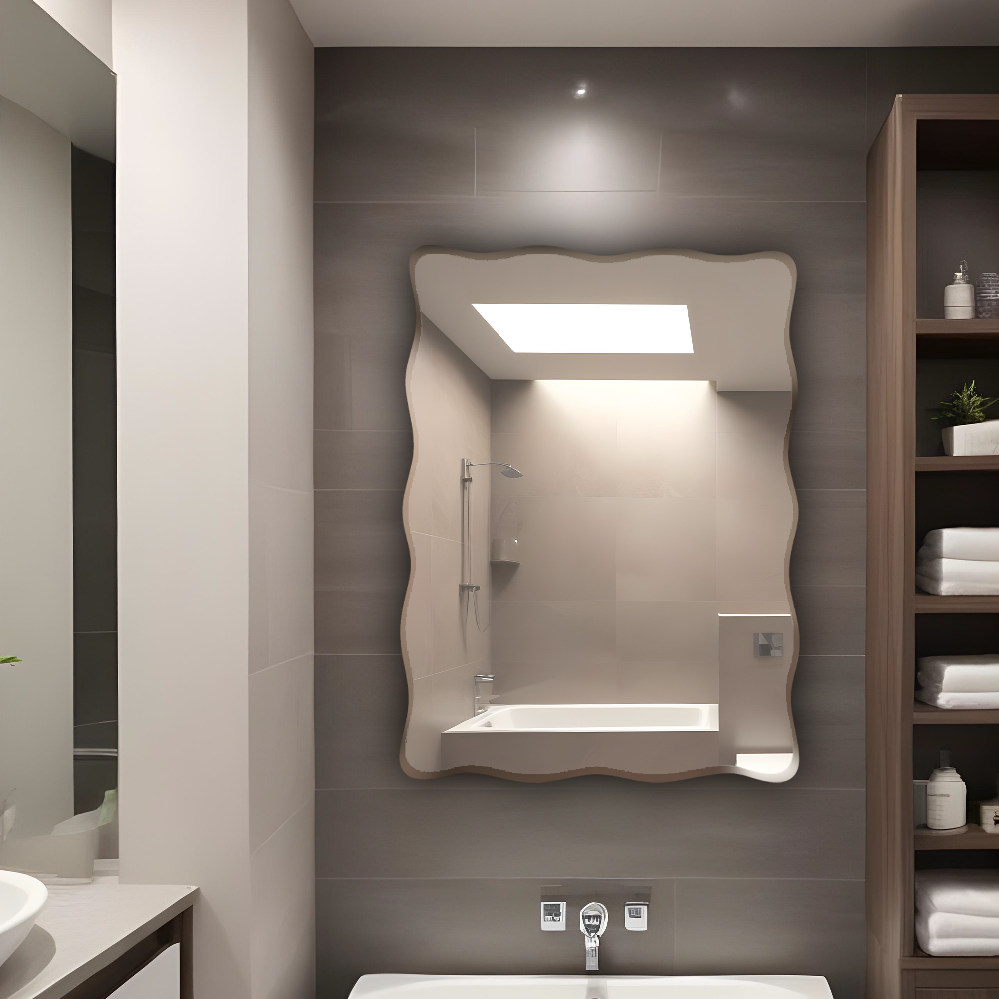 Germa Rectanglur Wall Mounted Frameless Mirror with Beveled Edges/Wall Mirror for Bathroom/Living Room/Bed Room/Dressing Room (60cm x 45cm)