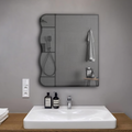 Germa Wave-Edge Rectangle Wall Mounted Frameless Mirror with Beveled Edges/Wall Mirror for Bathroom/Living Room/Bed Room/Dressing Room (60cm x 45cm)