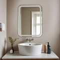 Germa Curve Edge Rectangular Frosted Wall Mounted Frameless Mirror with Beveled Edges/Wall Mirror for Bathroom/Living Room/Bed Room/Dressing Room (18x24Inch) - TR 7553 FROSTED