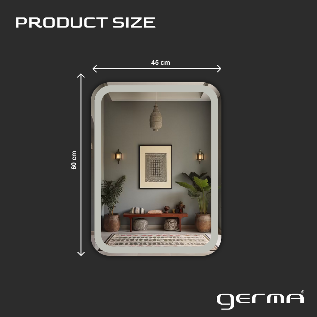 Germa Curve Edge Rectangular Frosted Wall Mounted Frameless Mirror with Beveled Edges/Wall Mirror for Bathroom/Living Room/Bed Room/Dressing Room (18x24Inch)