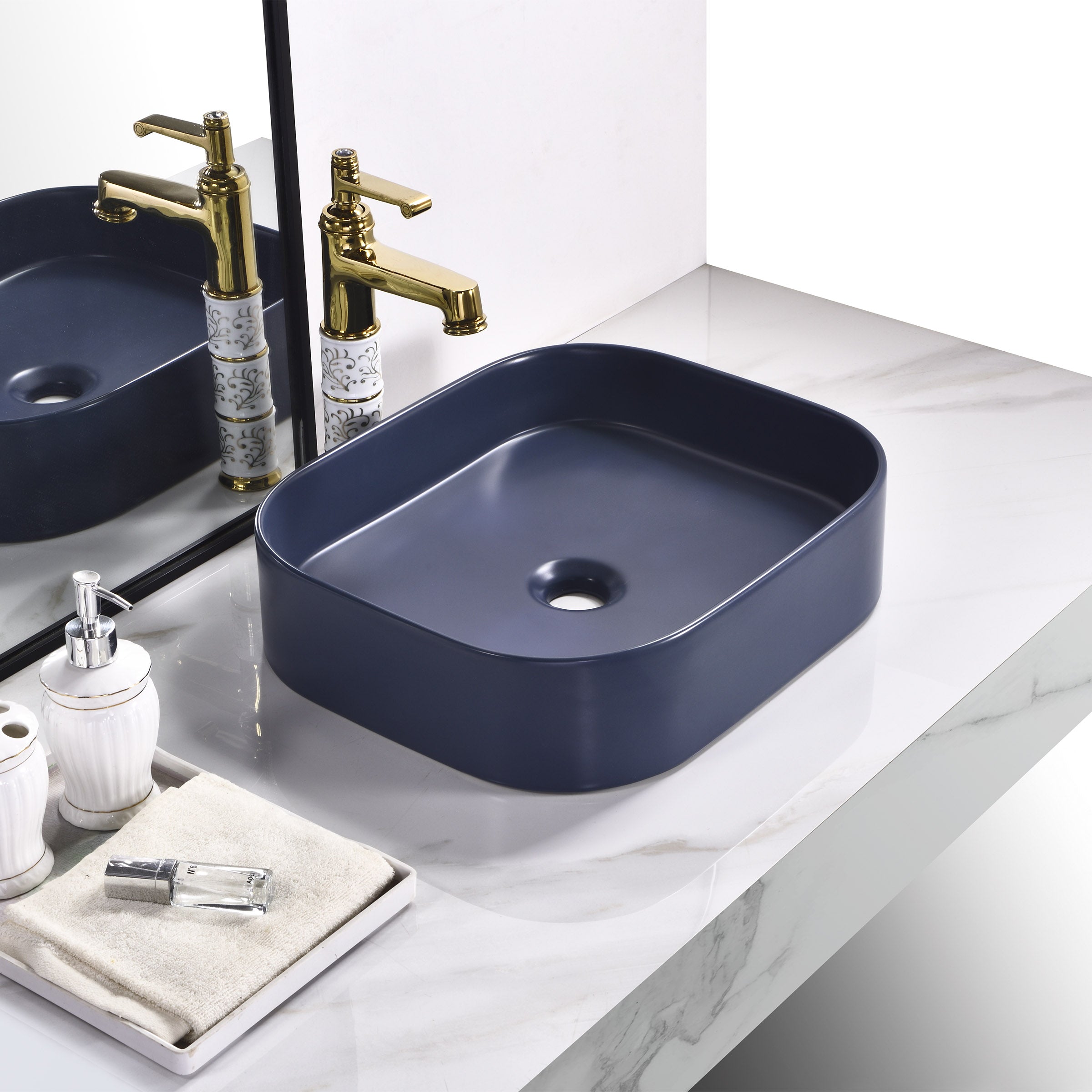 Ceramic Table Top Designer Basin - TR 20052-NB-MT JUDIO BLUE-MATT