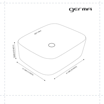 Designer Wash Basin For Bathroom | Ceramic Table Top Wash Basin | Counter Top Wash Basin For Restaurants, Home Living Room |41x31x14cm| Rectangle Shape