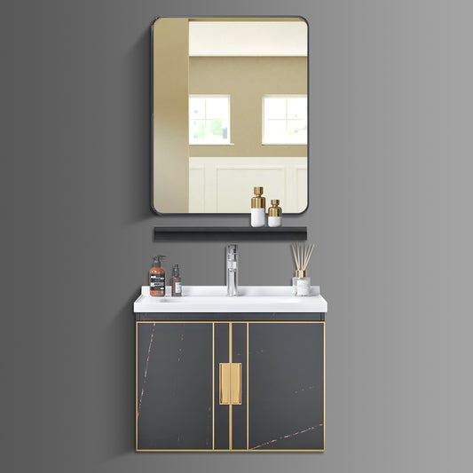 Washbasin Cabinet with Mirror and Shelf - TR 3331 Black Marble