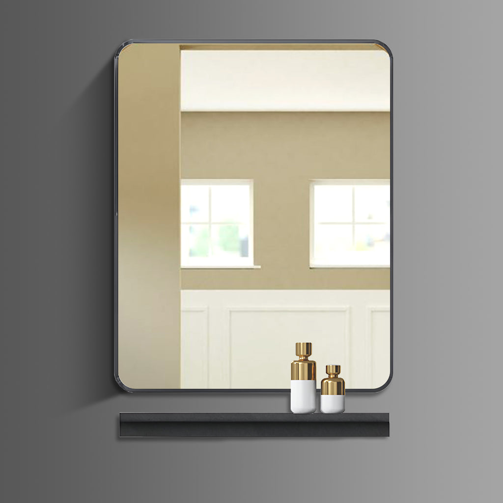 Washbasin Cabinet with Mirror and Shelf - Black Marble