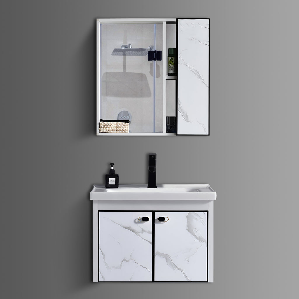 Washbasin Cabinet Along with Mirror Cabinet - Marbo White