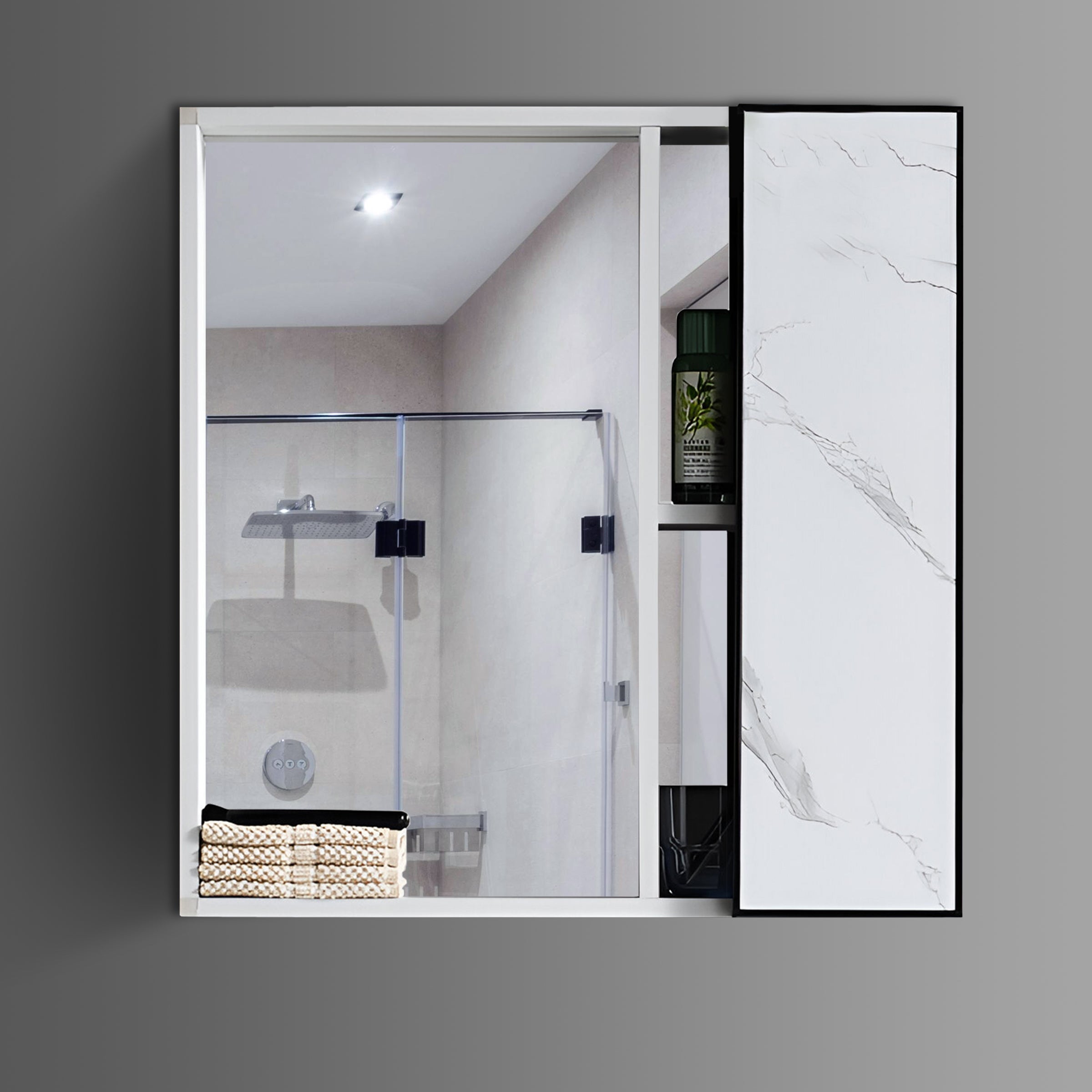 Washbasin Cabinet Along with Mirror Cabinet - Marbo White