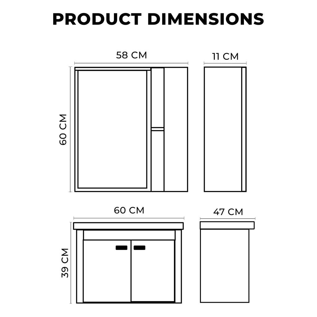 Washbasin Cabinet Along with Mirror Cabinet - Marbo White