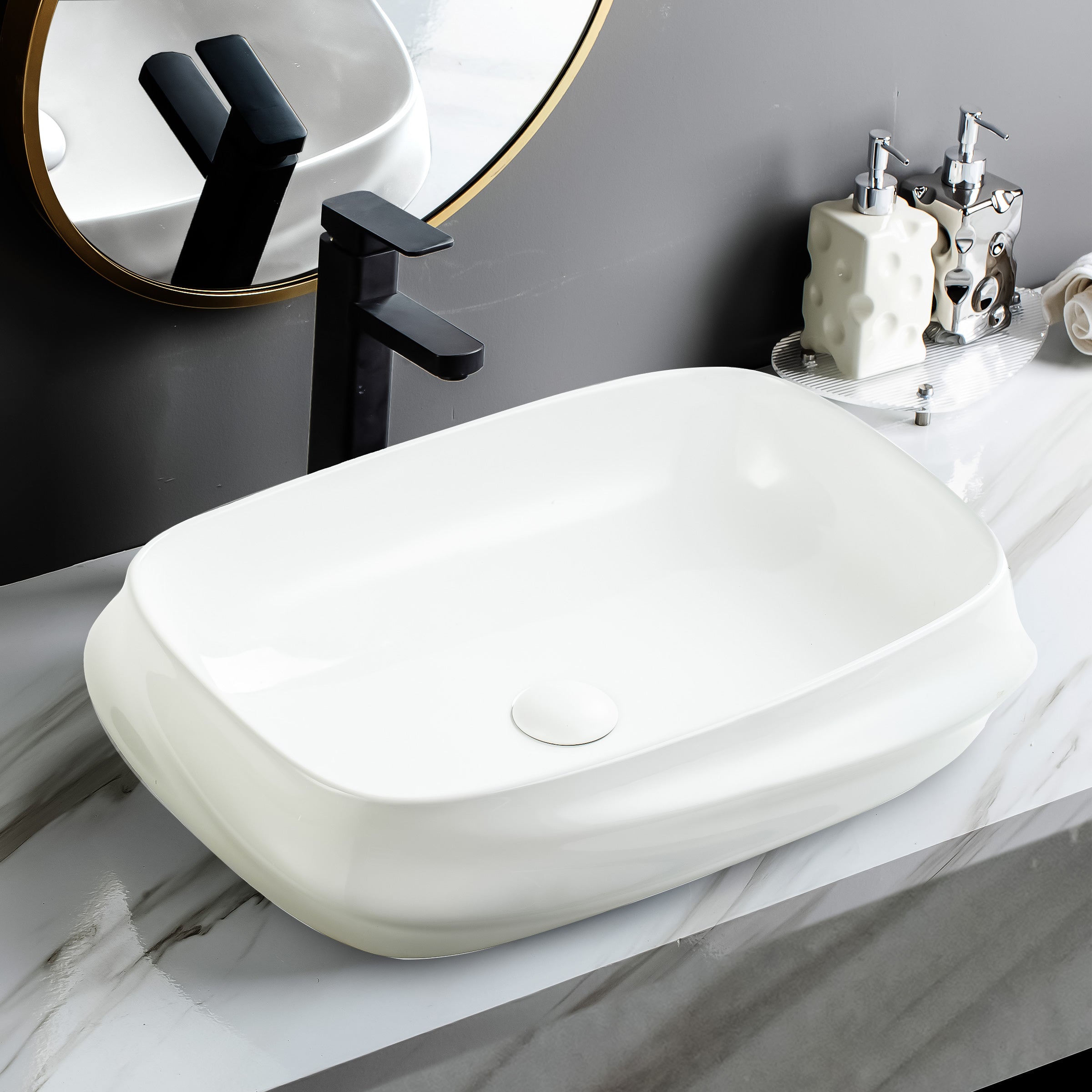 Ceramic Table Top Designer Basin - TR 20048-W RIVA WHITE