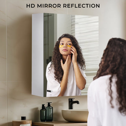 Germa Sanitarywares Premium 304 Grade Stainless Steel Bathroom Mirror Cabinet with Storage | Sleek Wall-Mounted Medicine Mirror Cabinet | Shelf with Mirror | Bathroom Organiser Chrome(16x24Inch) - TR SS 1014 (16x24inch)