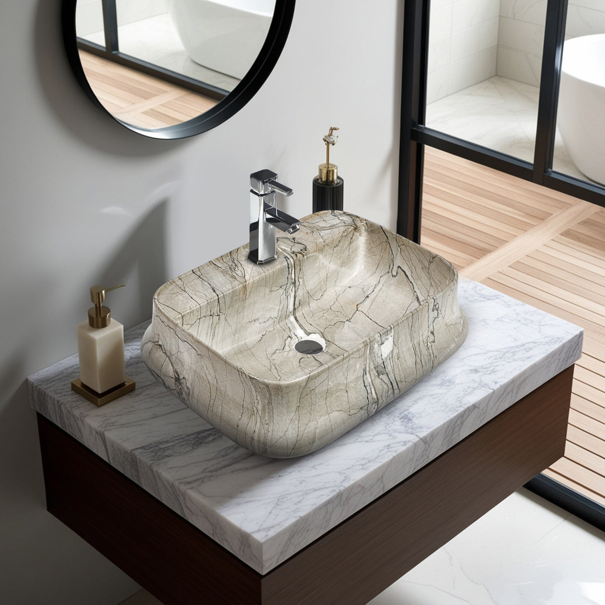 Ceramic Table Top Designer Basin - TR 20018TH-CEM