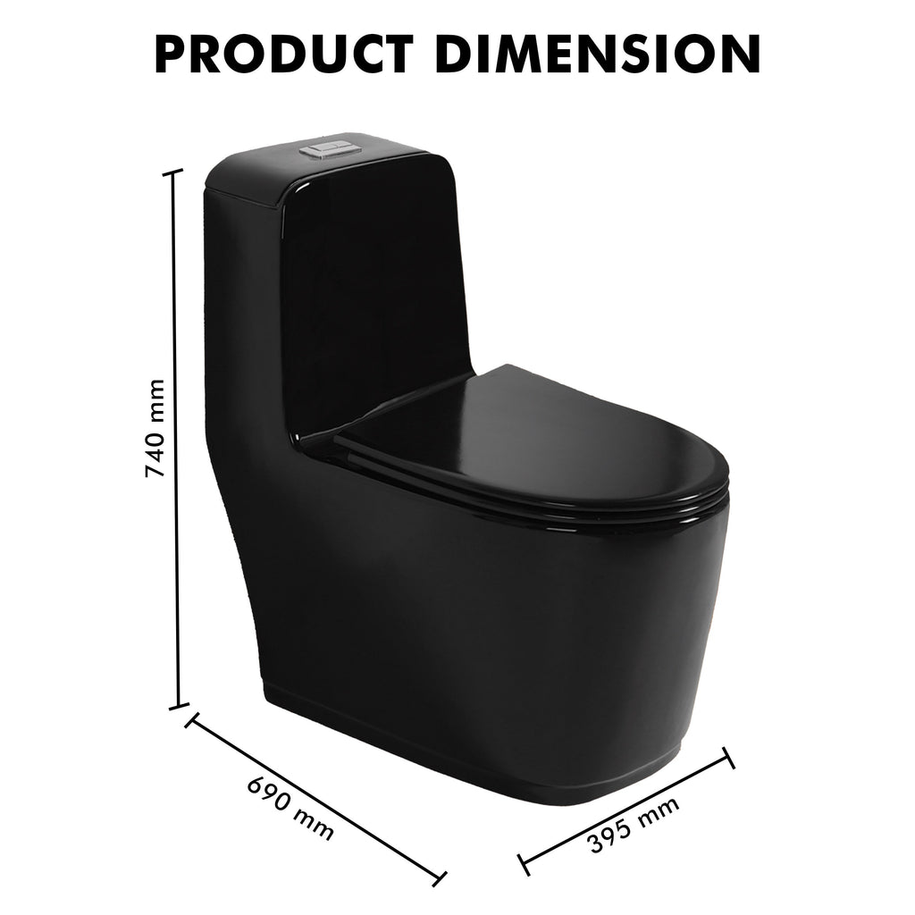 Floor Mounted Ceramic One Piece Closet - Lego Black