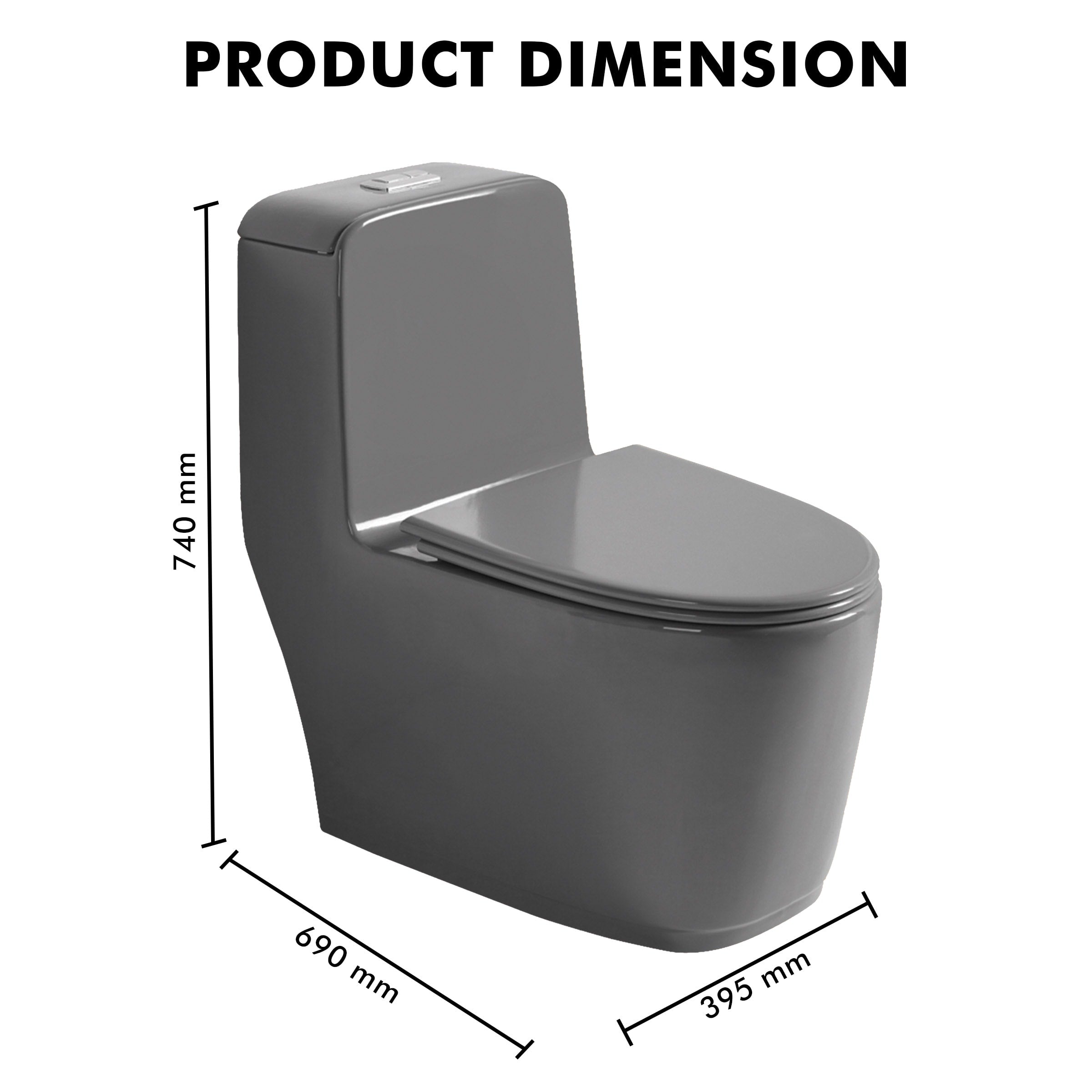 Floor Mounted Ceramic One Piece Closet - Lego Grey