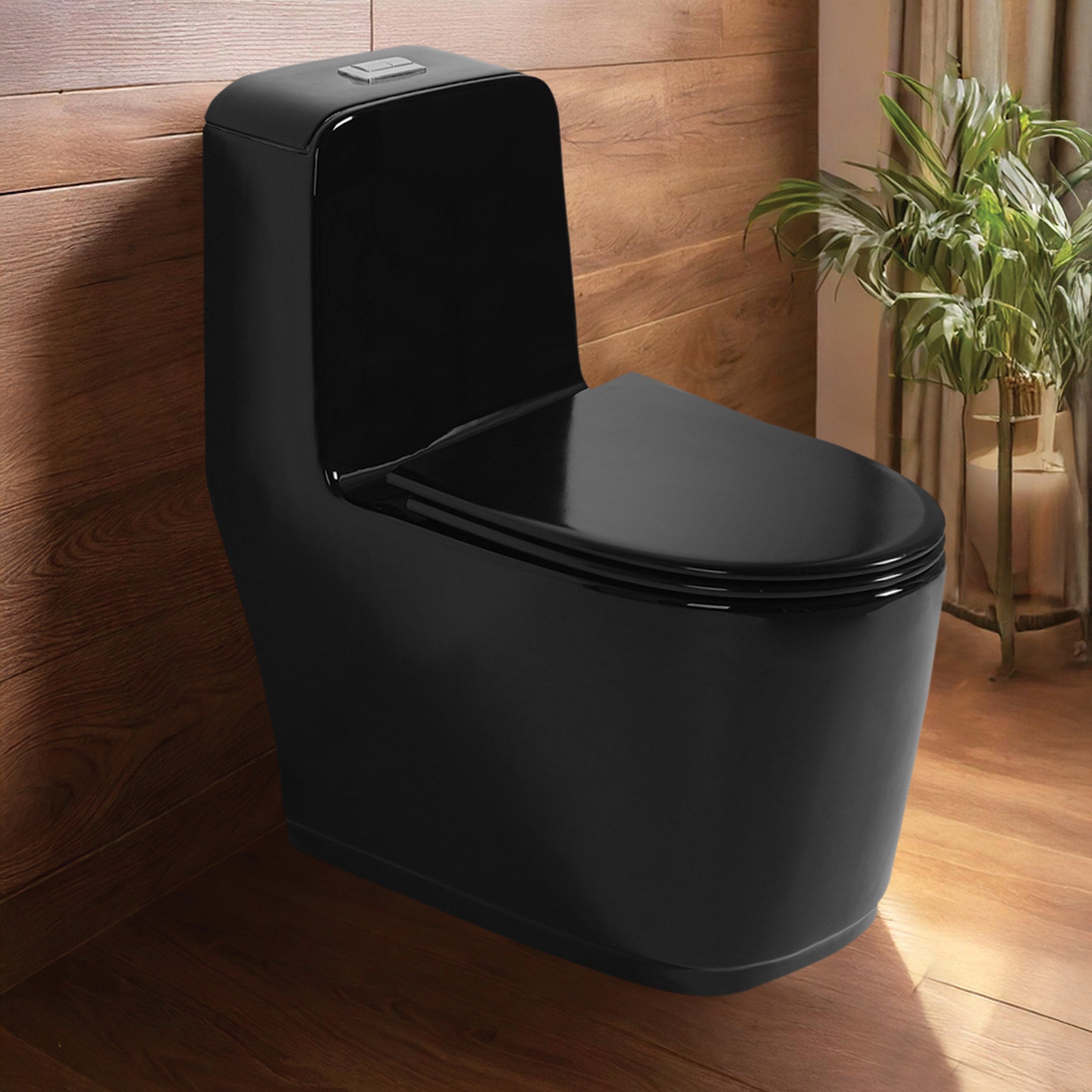 Floor Mounted Ceramic One Piece Closet - Lego Black