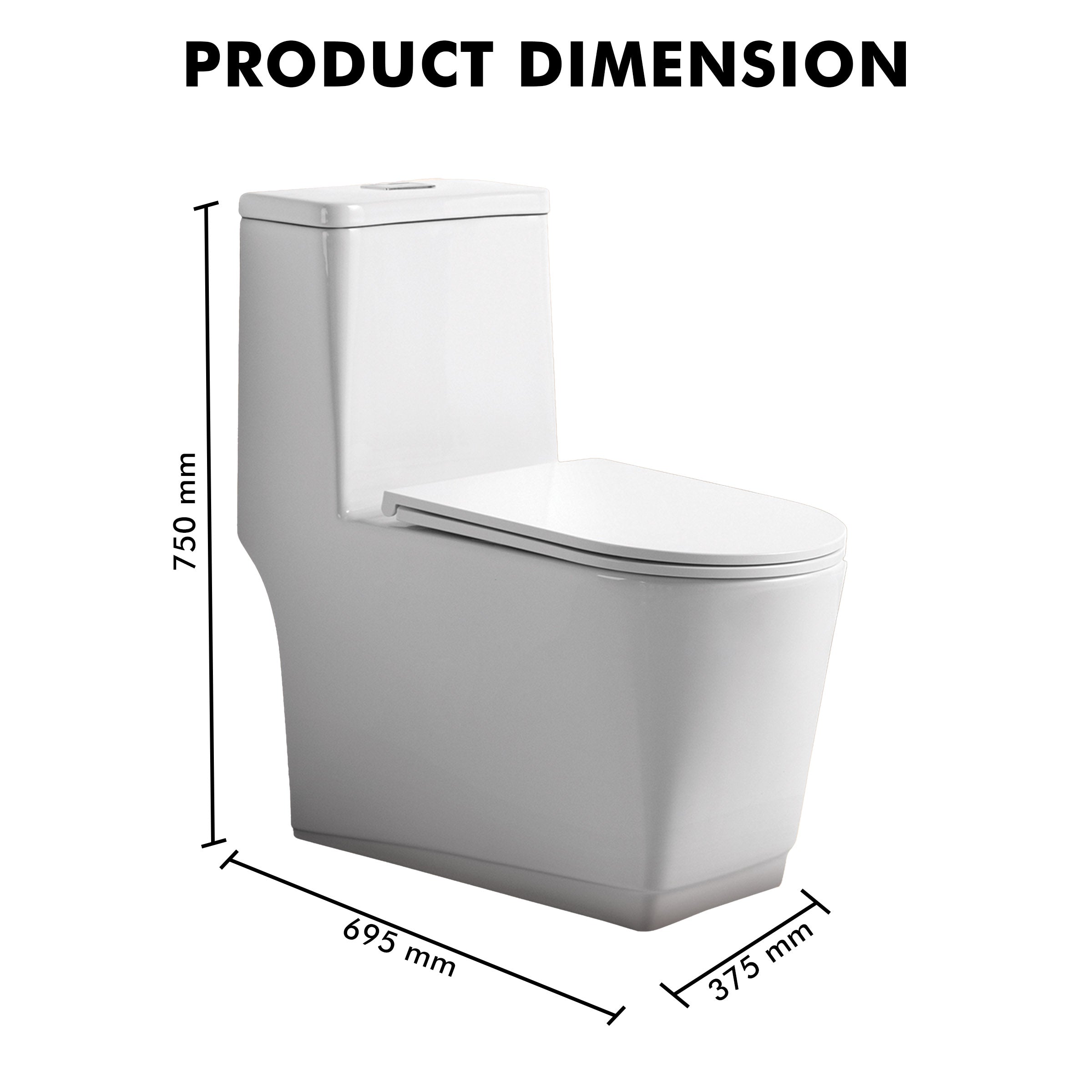 Floor Mounted Ceramic One Piece Closet - Sevol White