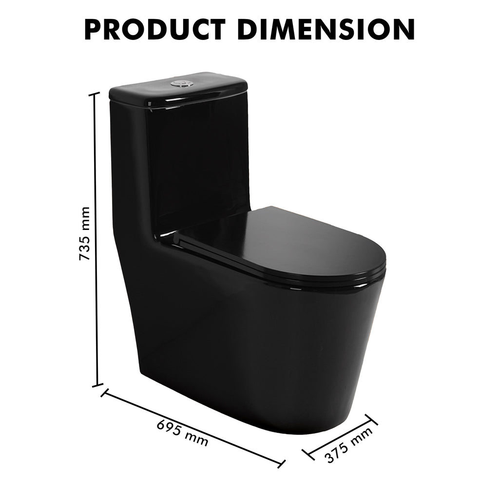 Floor Mounted Ceramic One Piece Closet -Yera Black