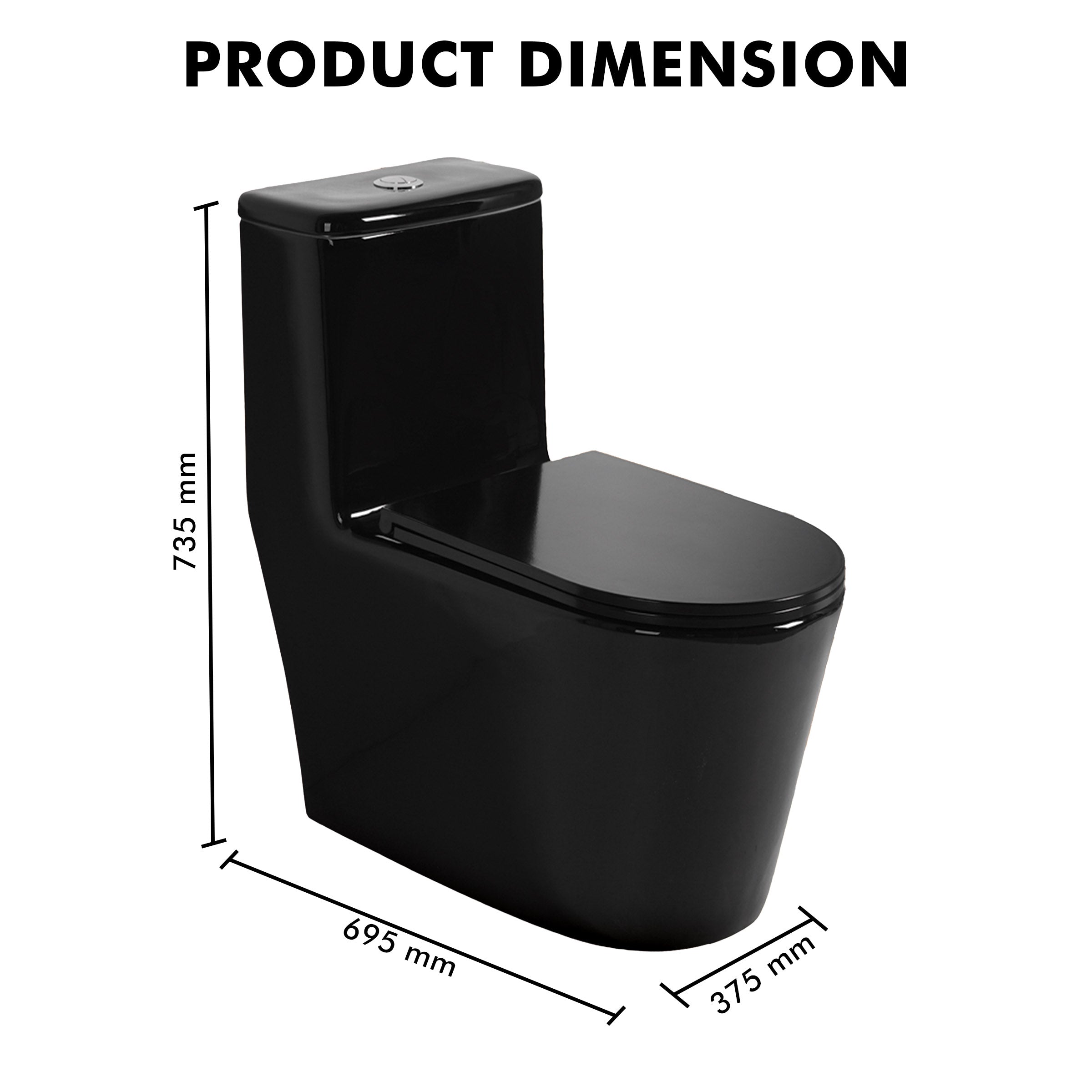 Floor Mounted Ceramic One Piece Closet -Yera Black