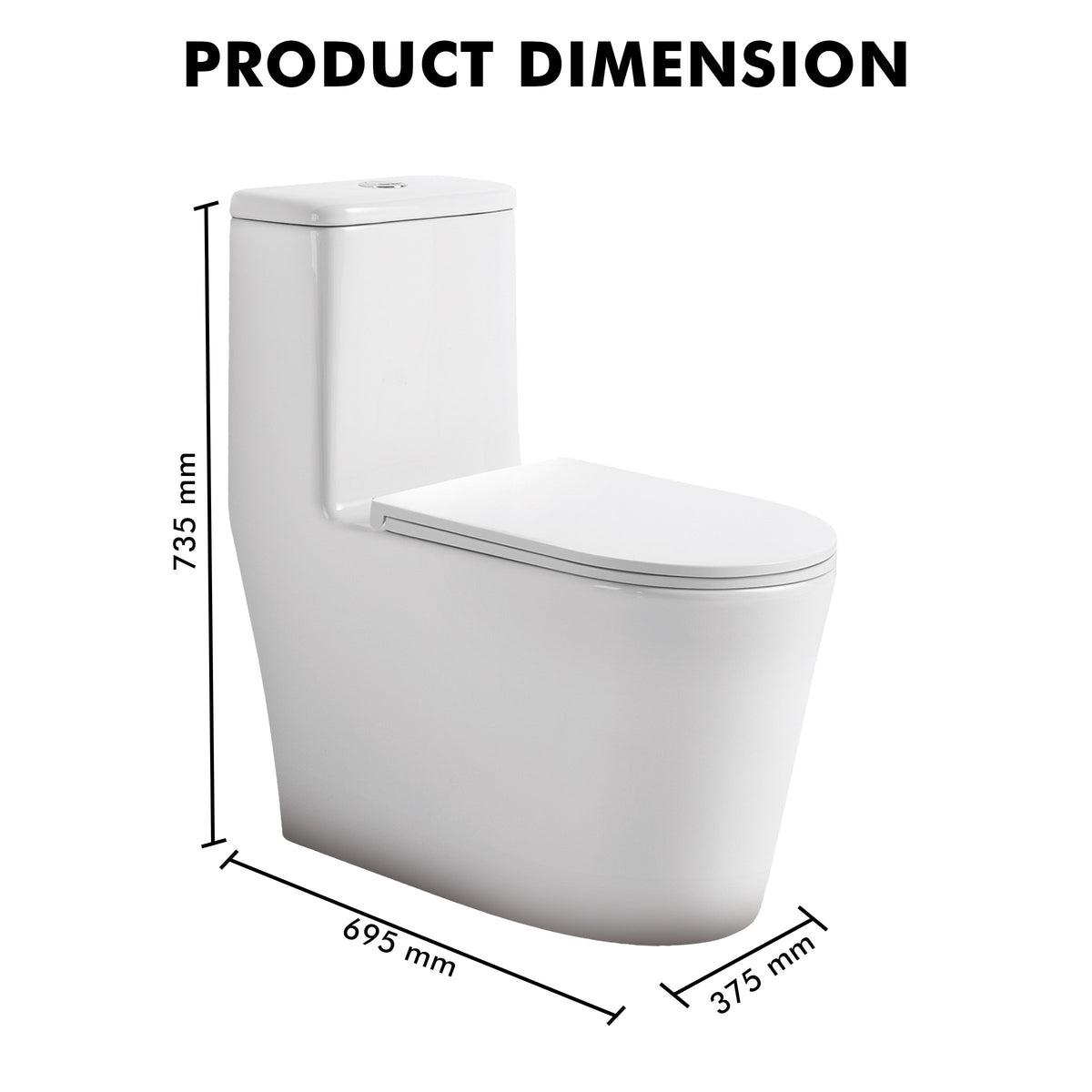 Floor Mounted Ceramic One Piece Closet - Yera White