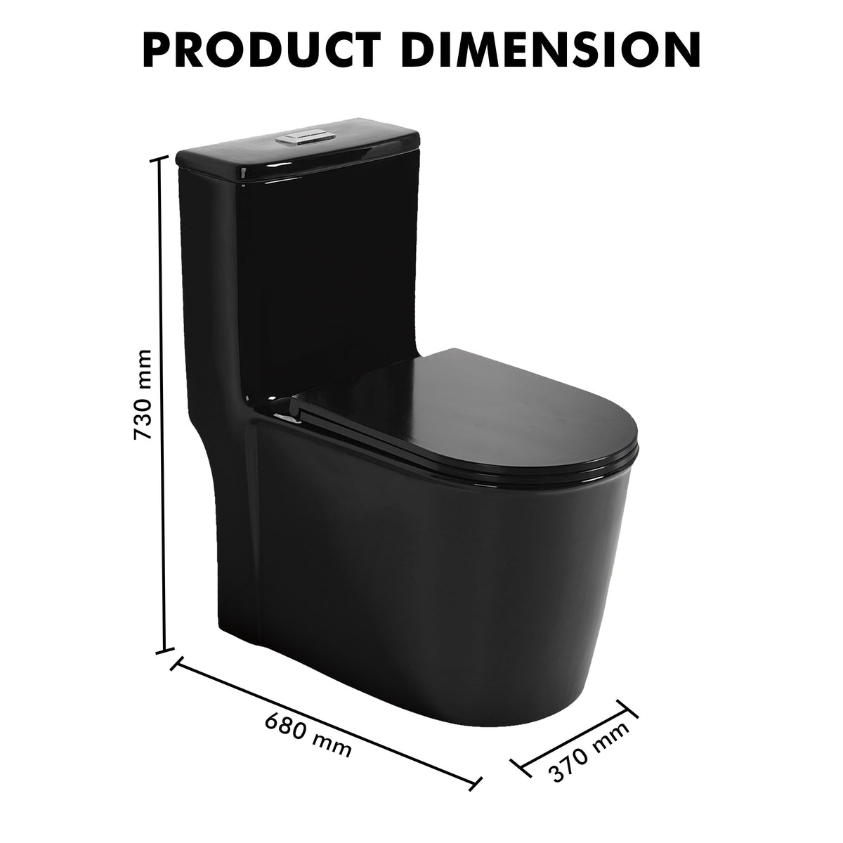 Floor Mounted Ceramic One Piece Closet - Tuna Black