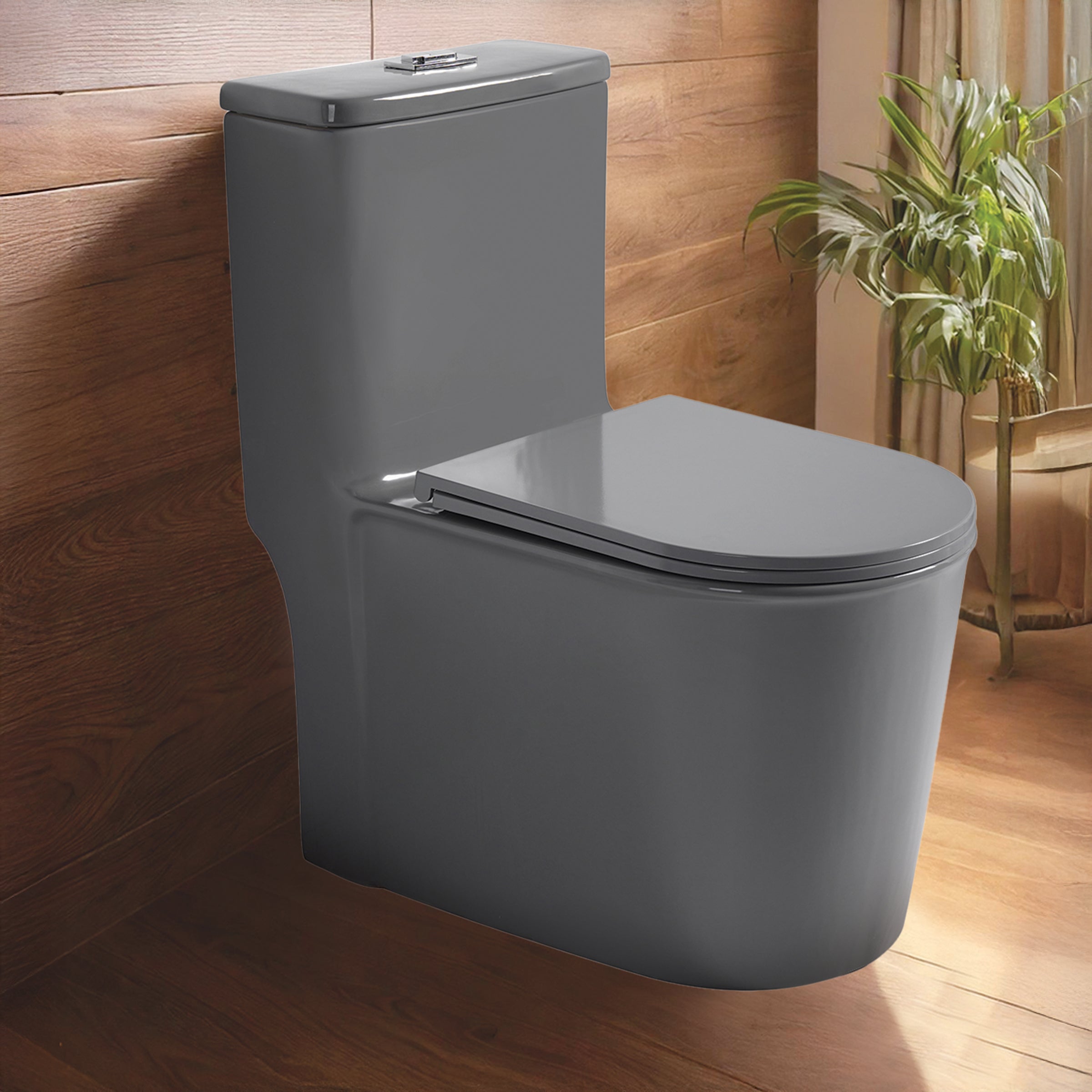 Floor Mounted Ceramic One Piece Closet - Tuna Grey