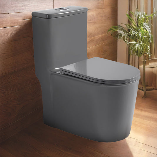Floor Mounted Ceramic One Piece Closet - Tuna Grey