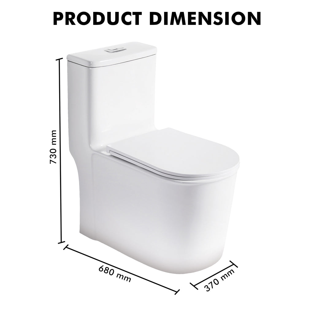 Floor Mounted Ceramic One Piece Closet - Tuna White