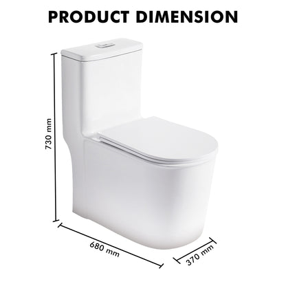 Floor Mounted Ceramic One Piece Closet - Tuna White