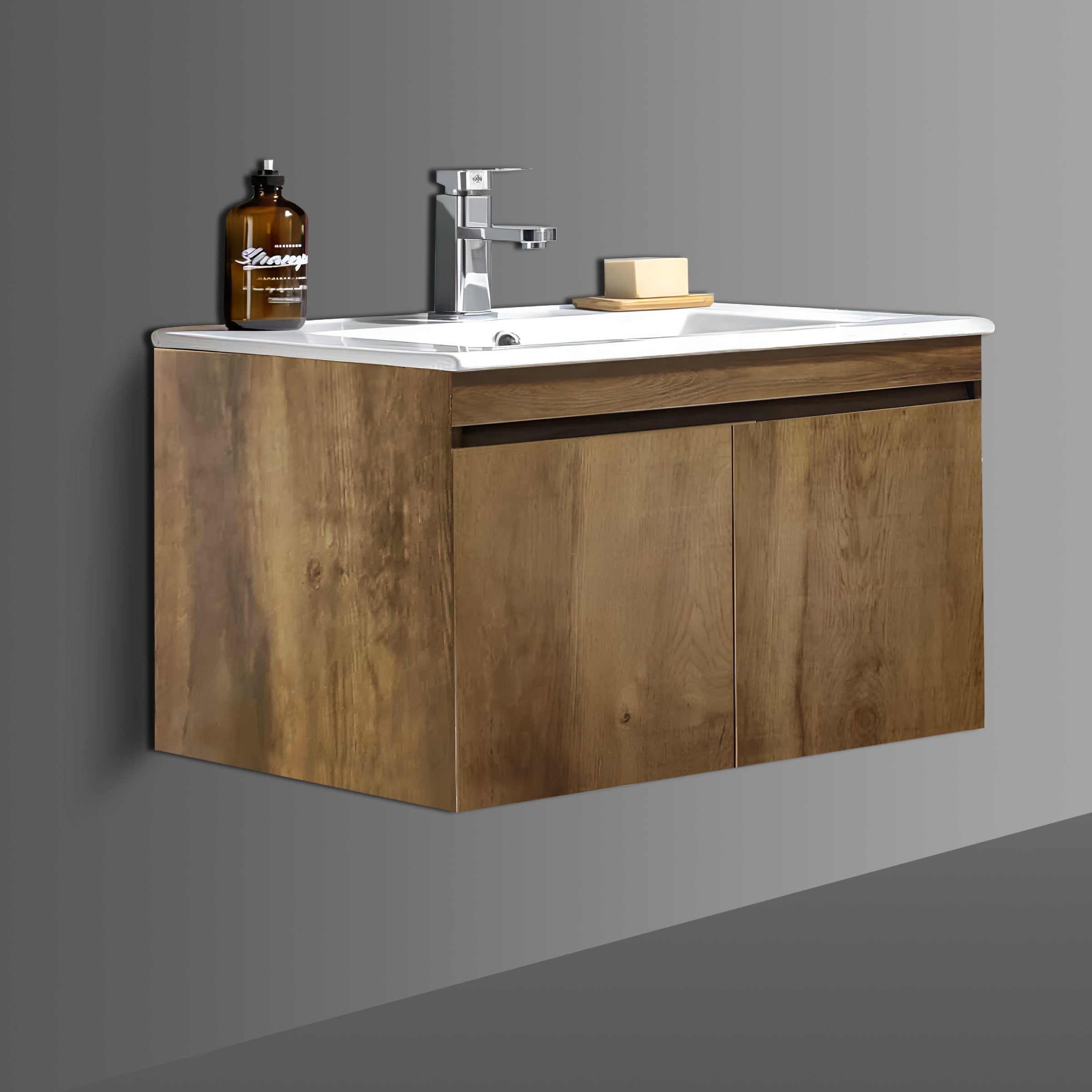 Washbasin Cabinet with Mirror and Shelf - Antique Brusei