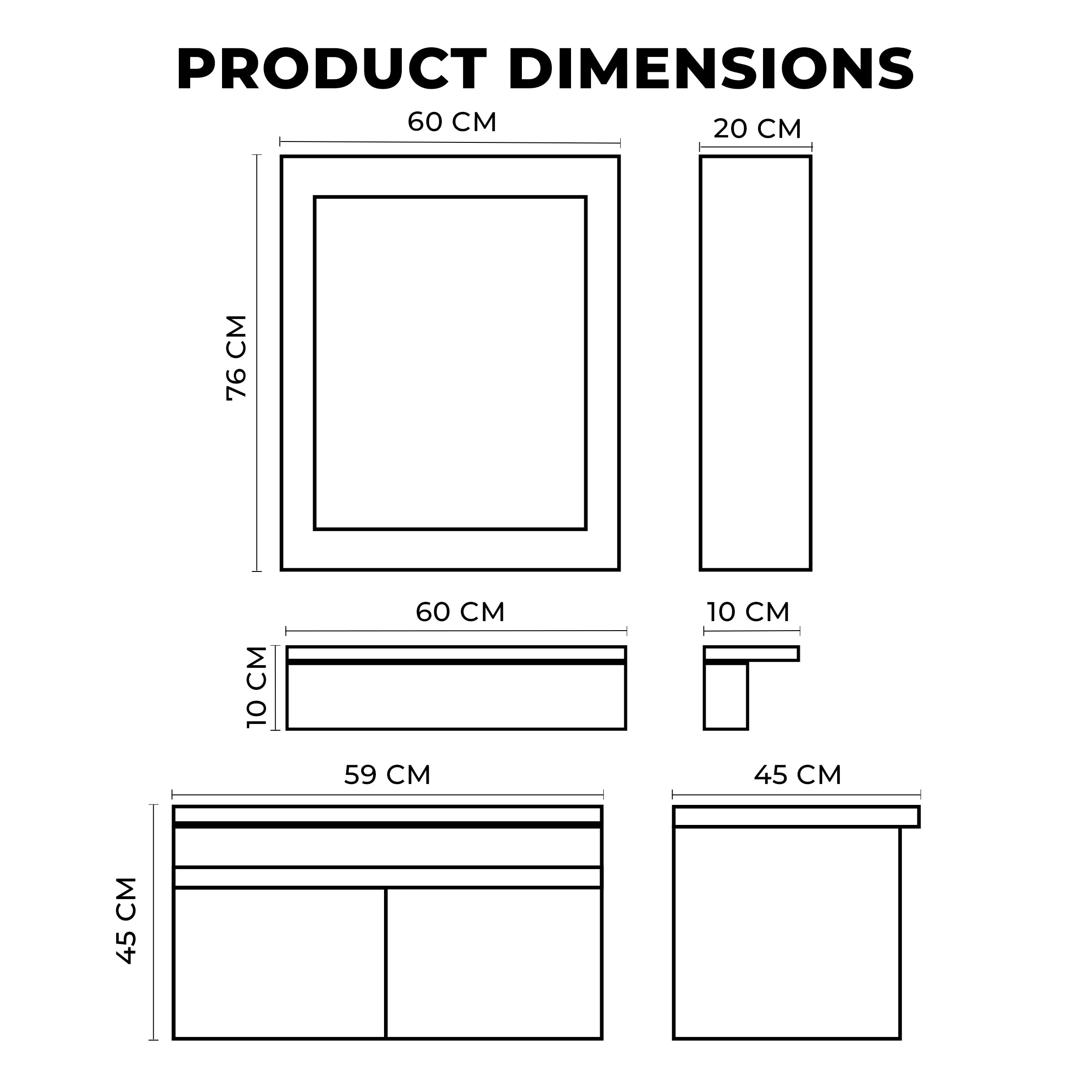 Washbasin Cabinet with Mirror and Shelf - Antique Brusei