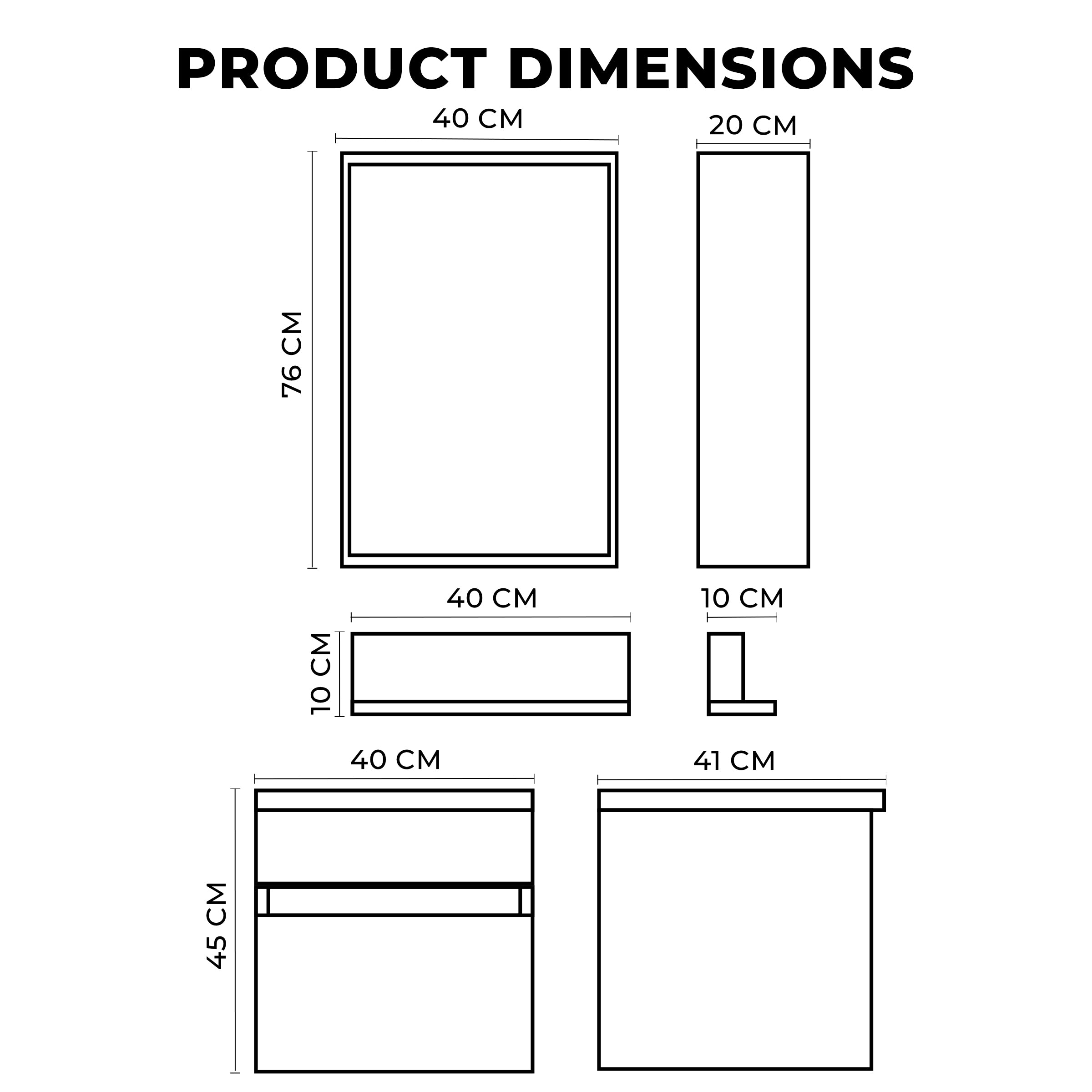 Washbasin Cabinet with Mirror and Shelf - Antique Brusei