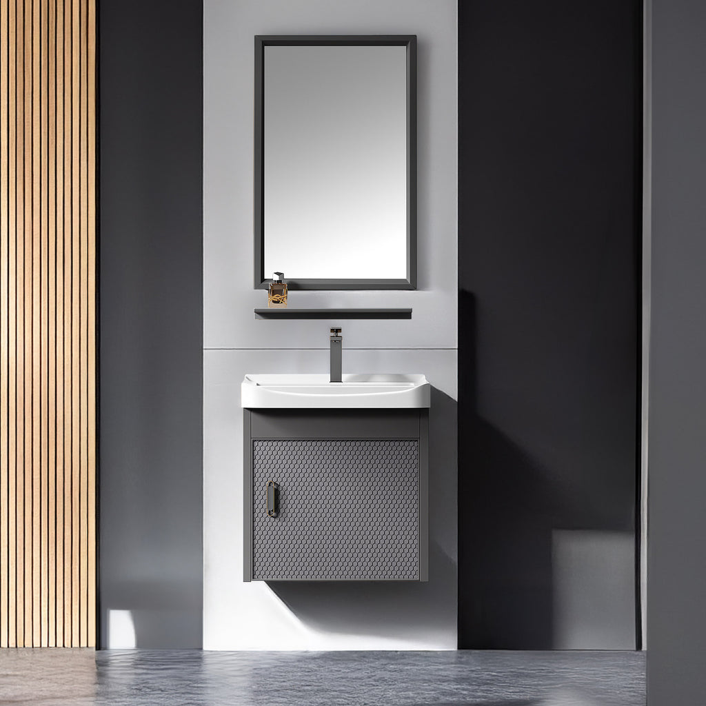 Carbon Fiber Vanity Cabinet with Mirror - Ginea Grey