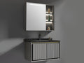 Carbon Fiber Cabinet with Mirror Cabinet - Vertical Line Grey