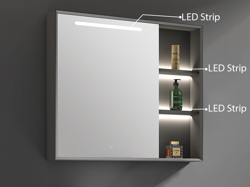 Carbon Fiber Cabinet with Mirror Cabinet - Vertical Line Grey