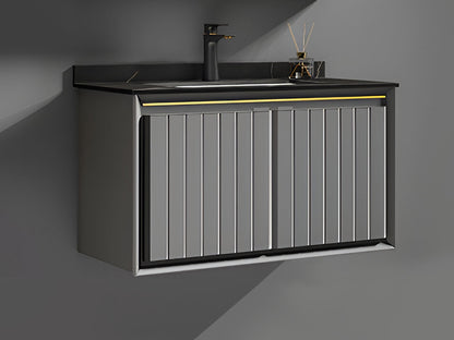 Carbon Fiber Cabinet with Mirror Cabinet - TR 3514 Vertical Line Grey