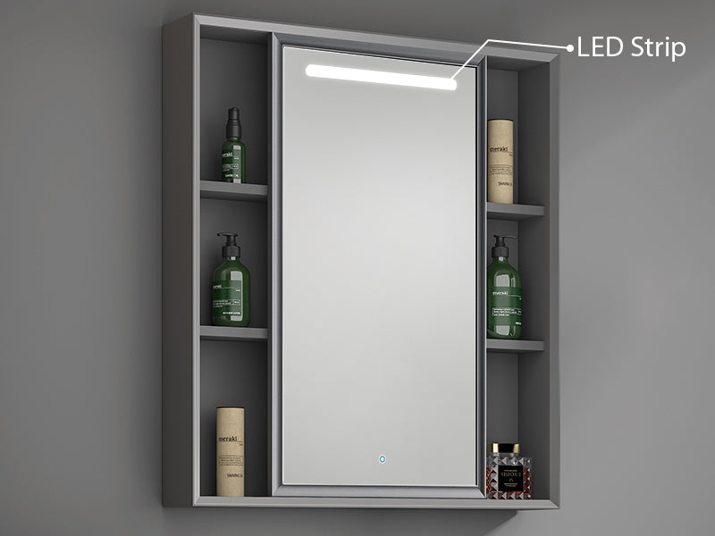 Carbon Fiber Cabinet with Mirror Cabinet - Vertical Line Grey