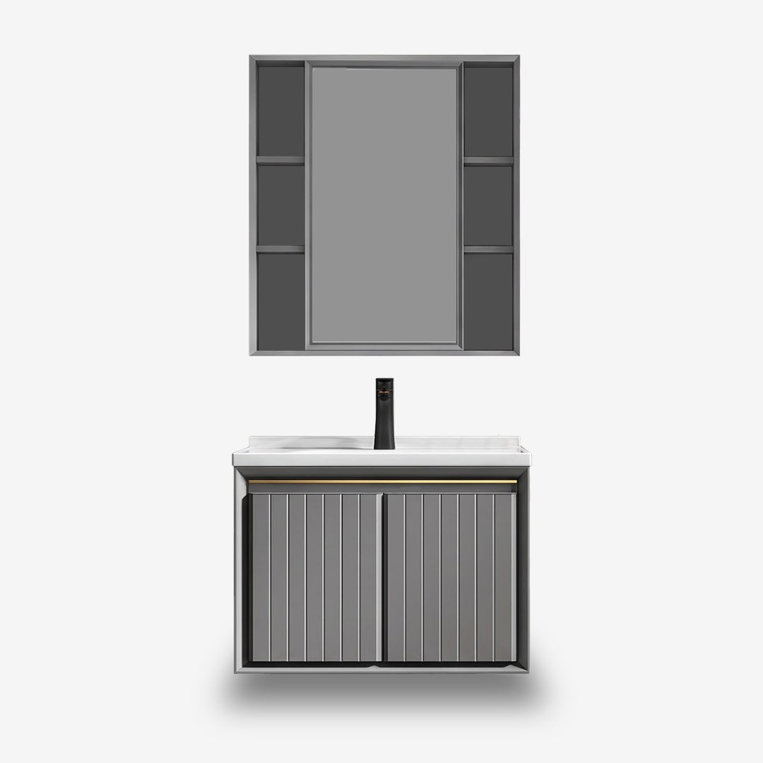 Vanity with Mirror Cabinet - Grey