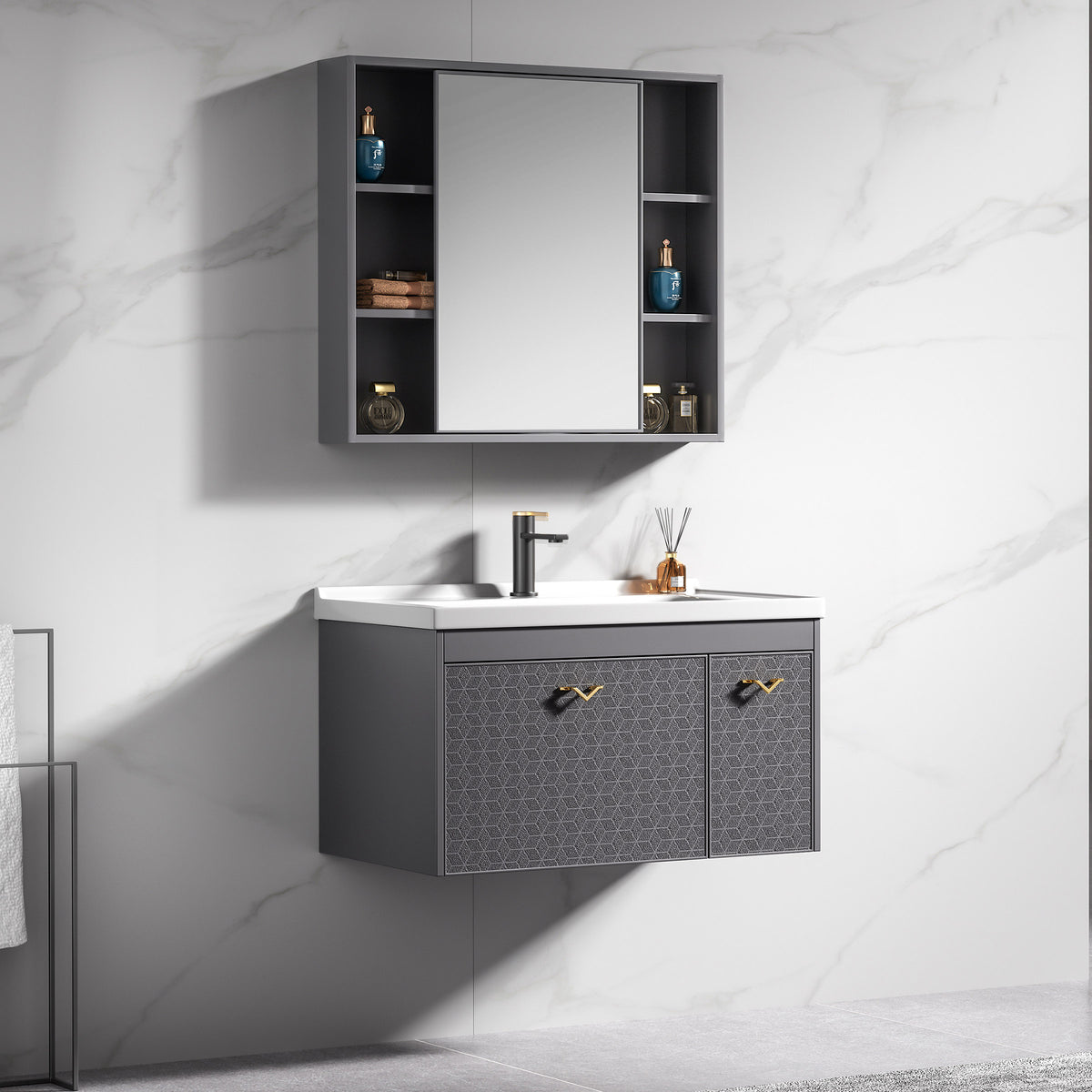 Carbon Fiber Cabinet with Mirror Cabinet