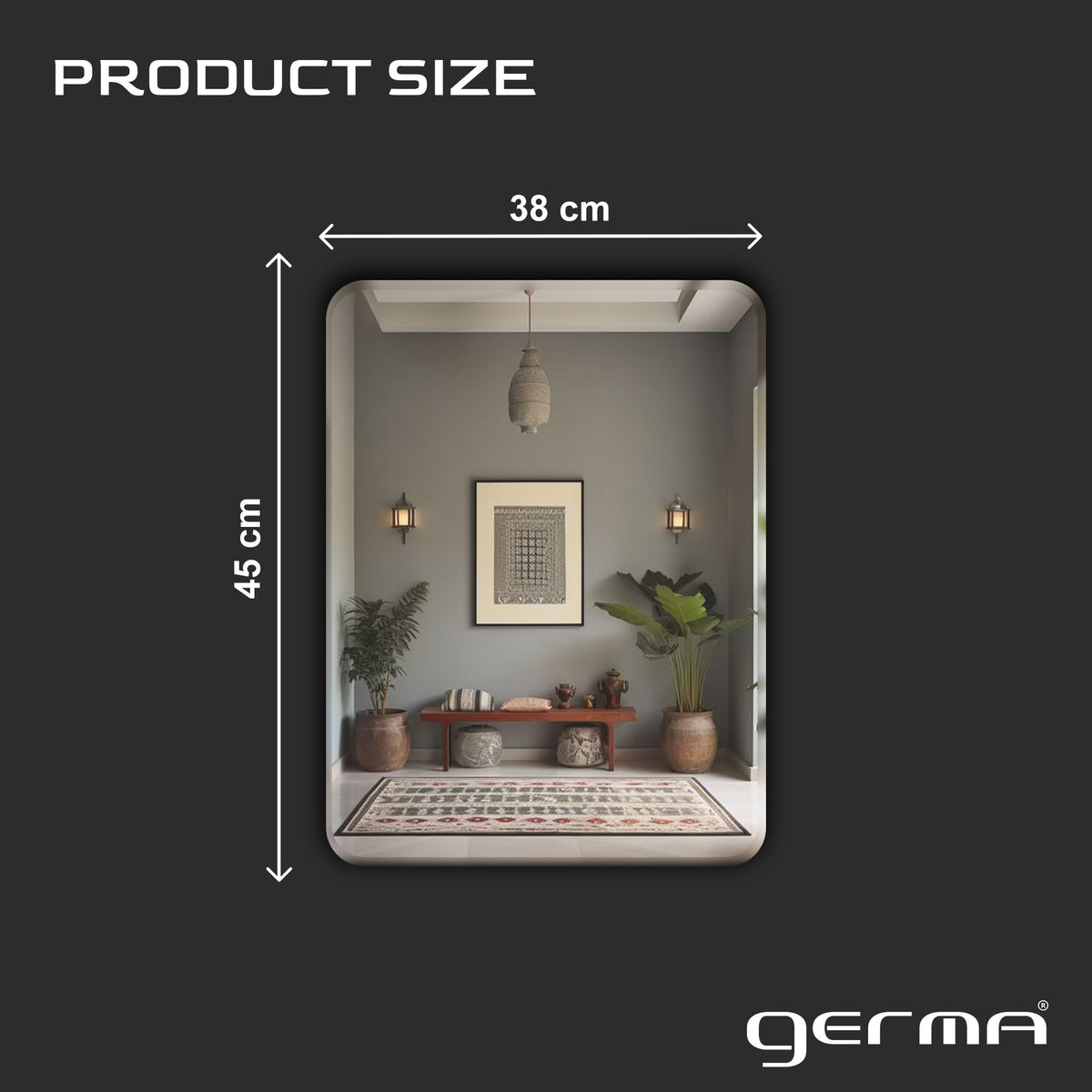 Wall Mounted Mirror - Curve Edge Rectangle Shape