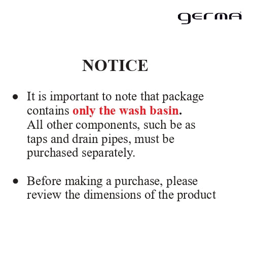 Germa Designer Wash Basin For Bathroom |Ceramic Table Top Wash Basin| Counter Top Basin For Restaurants,Living Room |45.5x32x14cm|Rectangle Shape