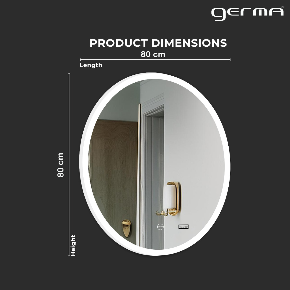 Led Mirror with Acrylic Frame - Smart Touch Switch (80x80cm) Round Shape - TR ACR LED 151