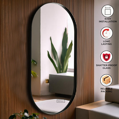 SS 304 Glossy Black Frame (80x80cm) Round Shape - TR SS 168 BLACK