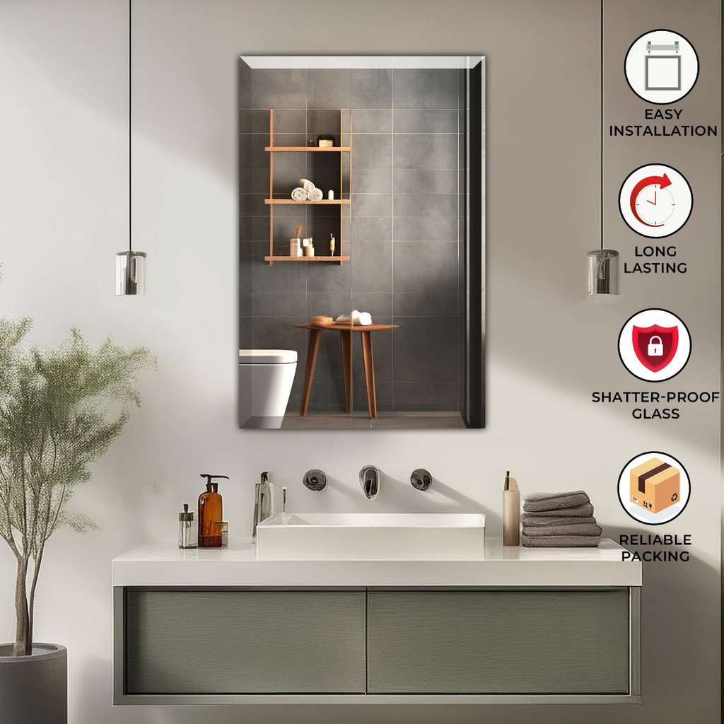 Beveled Edges Mirror - Rectangle Shape (80x60cm)