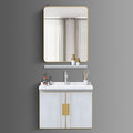 Washbasin Cabinet with Mirror and Shelf - White Marble