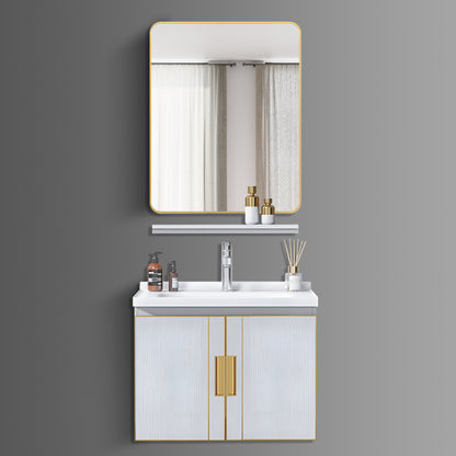 Washbasin Cabinet with Mirror and Shelf - TR 3332 White Marble