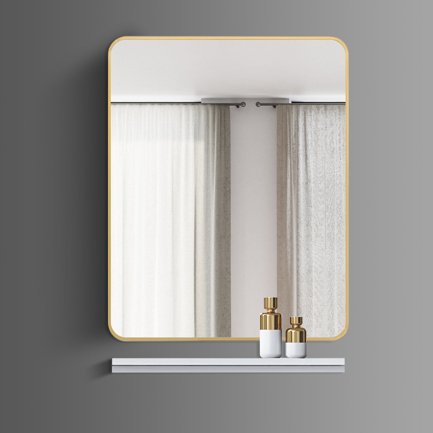 Washbasin Cabinet with Mirror and Shelf - TR 3332 White Marble