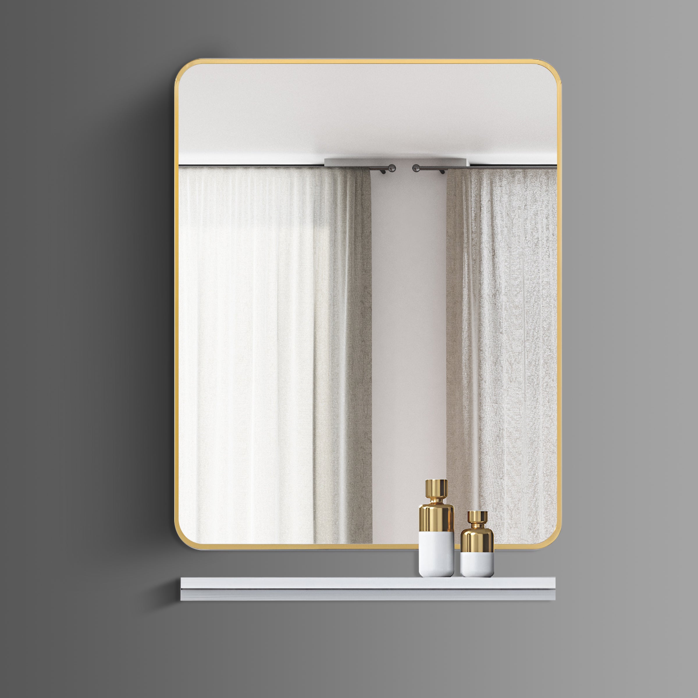 Washbasin Cabinet with Mirror and Shelf - White Marble