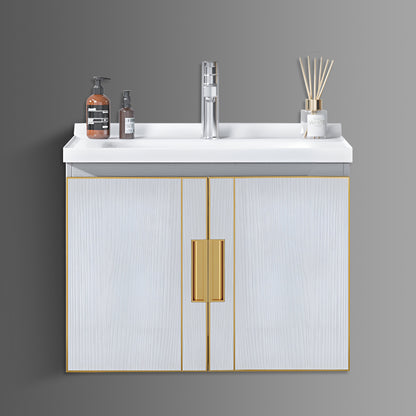 Washbasin Cabinet with Mirror and Shelf - TR 3332 White Marble