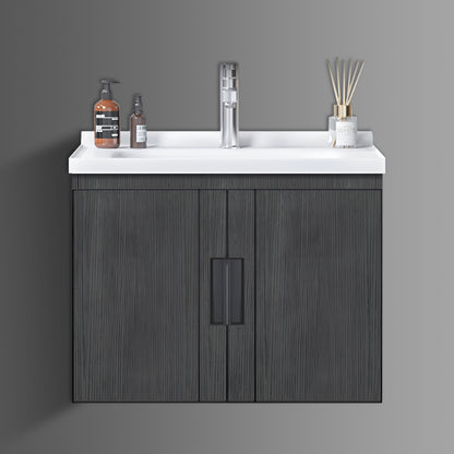 Washbasin Cabinet with Mirror and Shelf - TR 3333 Wooden Vein Black Marble